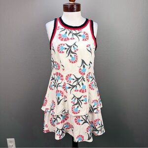 Andrew Gn Designer Multi color Layered Asian Floral Print Dress Sz 38